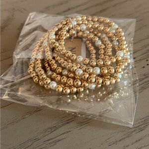 Gold and Pearl Beaded Bracelets